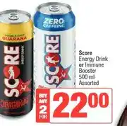 Spar Score Energy Drink or Immune Booster 500 ml Assorted - Buy 2 for offer