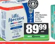 Spar SPAR Little Munchkin Baby Wipes 3 x 80s Assorted offer