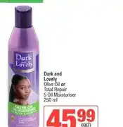 Spar Dark and Lovely Olive Oil or Total Repair 5 Oil Moisturiser 250 ml offer