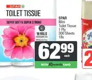 Spar SPAR Mini Toilet Tissue 1 Ply 300 Sheets 18s offer