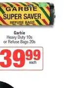 Spar Garbie Heavy Duty 10s or Refuse Bags 20s offer