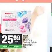 Spar SPAR Petals Multi Pack Sanitary Pads & Pantyliners 18s offer