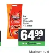 Spar Bic Lady Disposable Razors 4 + 2 Free offer