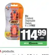 Spar Bic 3 Hybrid Disposable Razors 6 + 2 Free offer