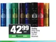 Spar Yardley Body Spray for Men 125 ml Assorted offer
