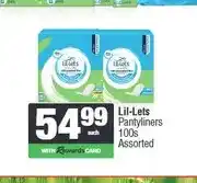 Spar Lil-Lets Pantyliners 100s Assorted offer