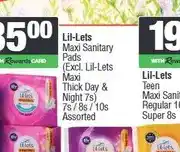 Spar Lil-Lets Maxi Sanitary Pads 7s/8s/10s Assorted (Excl. Maxi Thick Day & Night 7s) - Buy any 2 offer