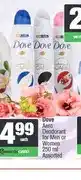 Spar Dove Aero Deodorant for Men or Women 250 ml Assorted offer