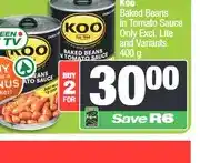 Spar Koo Baked Beans in Tomato Sauce 400 g - Buy 2 for offer