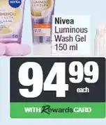 Spar Nivea Luminous Wash Gel 150 ml offer