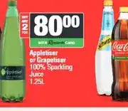 Spar Appletiser or Grapetiser 100% Sparkling Juice 1.25L - Buy 2 for offer