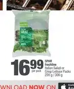 Spar SPAR freshline Italian Salad or Crisp Lettuce Packs 220 g / 300 g offer