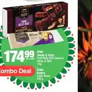 Spar SPAR Tender & Tasty Pork Belly Ribs Sweet & Sticky or BBQ 1 kg + SPAR Bakery Garlic Bread 330 g Comb offer
