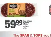 Spar Your Butcher By SPAR Ostrich Burgers 400 g offer