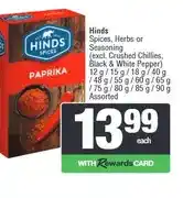 Spar Hinds Spices, Herbs or Seasoning 12 g - 90 g Assorted offer