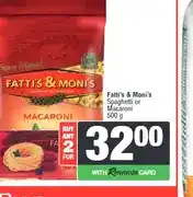 Spar Fatti's & Moni's Spaghetti or Macaroni 500 g offer
