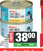 Spar SPAR Light Meat Shredded Tuna In Water or Oil 170 g - Buy 2 for offer