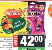Spar Maynards Jellies or Gums 100 g Assorted or Allsorts Liquorice 150 g - Buy 2 for offer