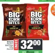 Spar Willards Big Korn Bites Chips 120 g Assorted - Buy 2 for offer