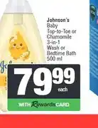 Spar Johnson's Baby Top-to-Toe or Chamomile 3-in-1 Wash or Bedtime Bath 500 ml offer