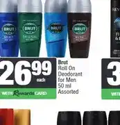 Spar Brut Roll On Deodorant for Men 50 ml Assorted offer