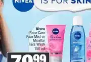 Spar Nivea Rose Care Face Mist or Micellar Face Wash 150 ml offer