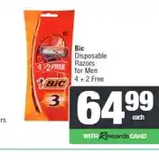 Spar Bic Disposable Razors for Men 4 + 2 Free offer