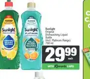 Spar Sunlight Original Dishwashing Liquid Bottle (incl. Platinum Range) 750 ml offer