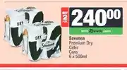 Spar Savanna Premium Dry Cider Cans 6 x 500ml - Buy 2 offer