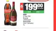 Spar KWV 3 Year Old Brandy 750ml and Coca-Cola 1L (Incl. Variants) - Buy Both offer