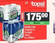 Spar Castle Lite Original or Draught Cans 6 x 500ml - Buy 2 for offer