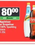 Spar Appletiser or Grapetiser 100% Sparkling Juice 1.25L - Buy 2 for offer
