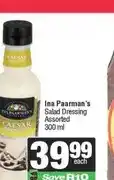 Spar Ina Paarman's Salad Dressing Assorted 300 ml offer