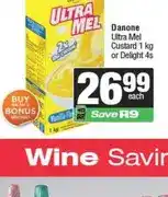 Spar Danone Ultra Mel Custard 1 kg or Delight 4s offer