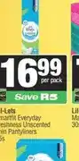 Spar Lil-Lets Smartfit Everyday Freshness Thin Pantyliners Unscented 25s offer