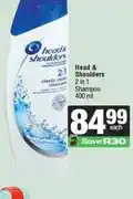 Spar Head & Shoulders 2 in 1 Shampoo 400 ml offer