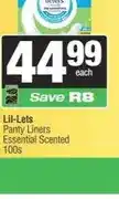 Spar Lil-Lets Panty Liners Essential Scented 100s offer
