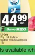 Spar Lil-Lets Dry Lock Pads for Bladder Weakness Regular 12s offer