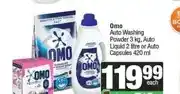 Spar Omo Auto Washing Powder 3 kg, Auto Liquid 2 litre or Auto Capsules 420 ml offer