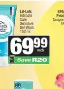 Spar Lil-Lets Intimate Care Sensitive Gel Wash 150 ml offer