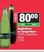 Spar Appletiser or Grapetiser 100% Sparkling Juice 1.25L - Buy 2 for offer