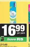 Spar Lil-Lets Smartfit Everyday Freshness Unscented Thin Pantyliners 25s offer