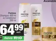 Spar Pantene Shampoo 400ml or Conditioner 200ml each offer