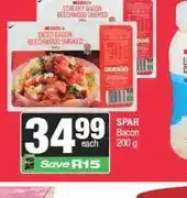 Spar SPAR Bacon 200 g (Streaky or Diced Beechwood Smoked) offer