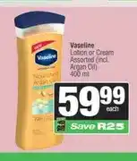 Spar Vaseline Lotion or Cream Assorted (incl. Argan Oil) 400 ml offer