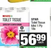 Spar SPAR Toilet Tissue Mini 1 Ply 18s offer