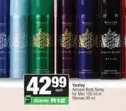 Spar Yardley Aerosol Body Spray for Men 125ml or Women 90ml offer