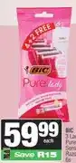 Spar BIC 3 Ladies Pure or Men Sensitive Razors 6s offer