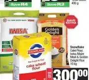 Spar Snowflake Cake Flour, Iwisa Maize Meal & Golden Delight Rice 10 kg - Buy all offer