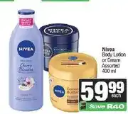 Spar Nivea Body Lotion or Cream Assorted 400 ml offer